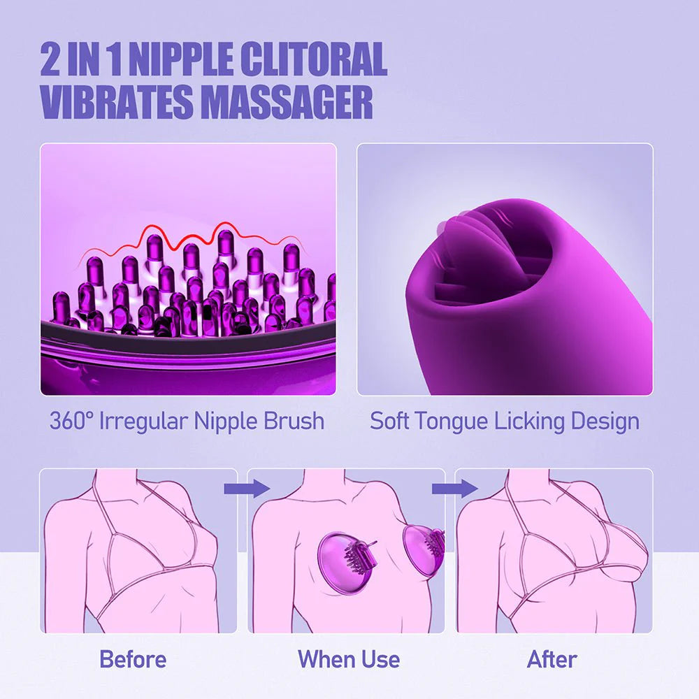 PreviousNext Nipple Clitoral Vibrator Sex Toys - LIKKCUT 2 in 1 Nipple Toys for Women - AVYXO