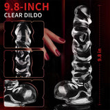 Manual 9.8 Inch Realistic Dildo, Clear Dildo with Strong Suction Cup, Human Safety Material - AVYXO