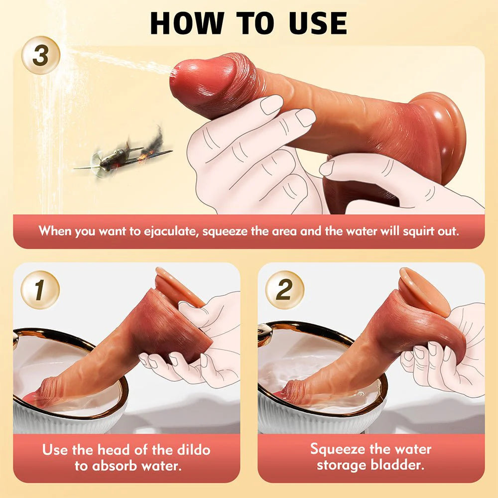 Realistic Squirting Dildo for Women 8.3'' Soft Silicone Ejaculating Dildos with Strong Suction Cup - AVYXO