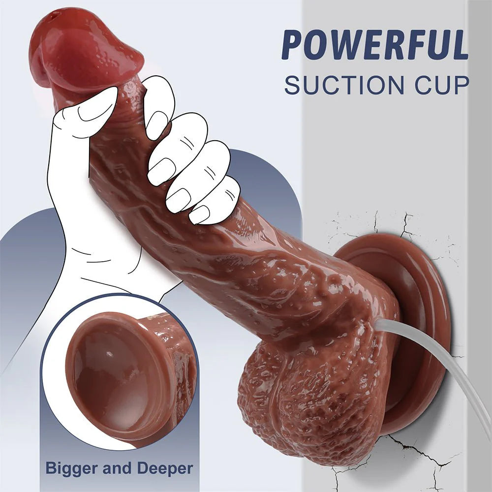 Realistic Squirting Dildo Ejaculating Penis for Beginners with Strong Suction Cup for Hands-Free Play - AVYXO