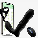 Thrusting Anal Vibrator Prostate Massager with Cock Ring - 3 in 1 Male Sex Toys with 9 Thrusting - AVYXO