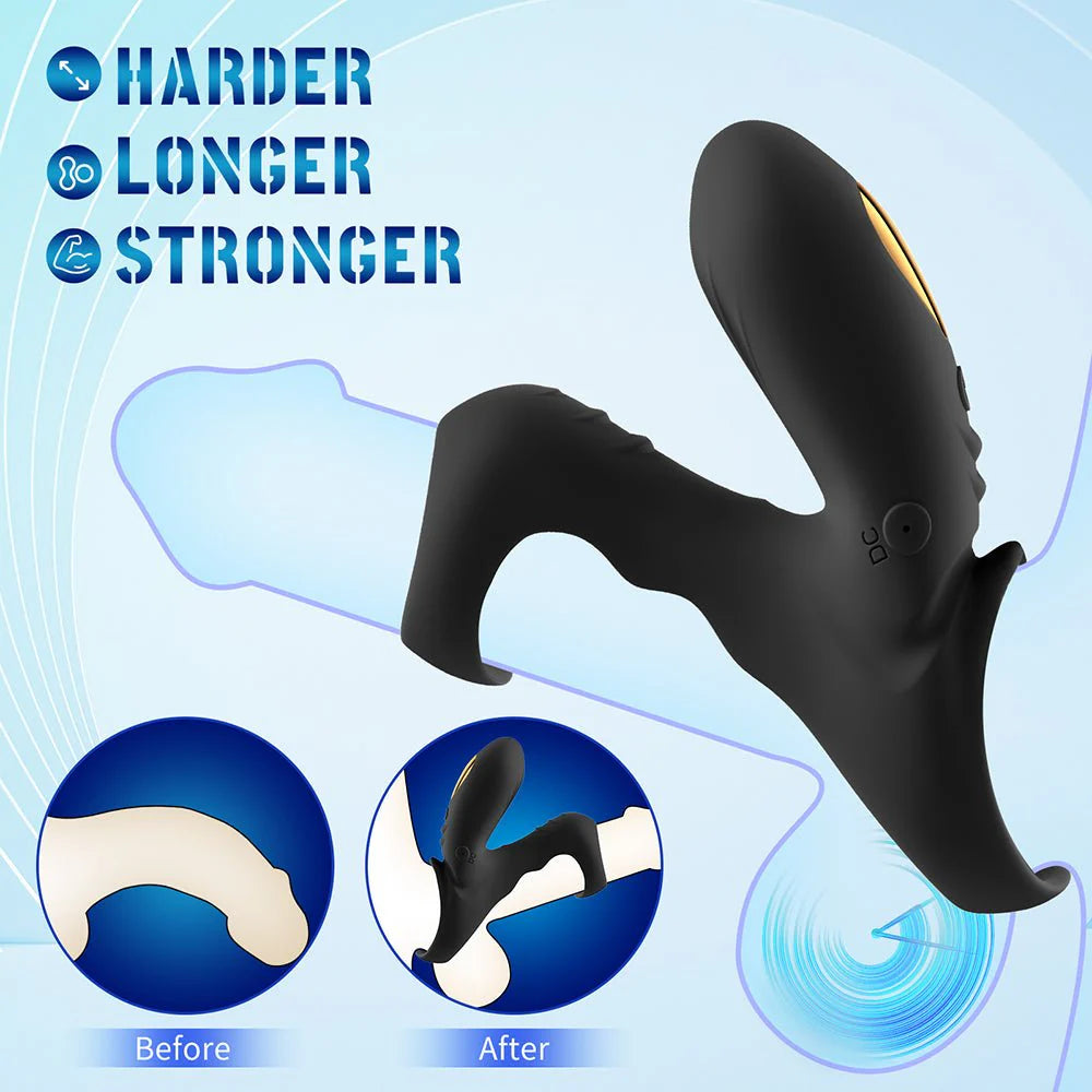 Vibraring Cock Ring Sex Toy for Men, 9 Vibrating Modes Male Penis Ring with G-Spot Clitoral Stimulator - AVYXO