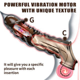 Ultra-Soft Reusable Vibrating Penis Sleeve with Cock Ring - 3.6 Inch Black Clear Penis Extender for Men and Couples - AVYXO