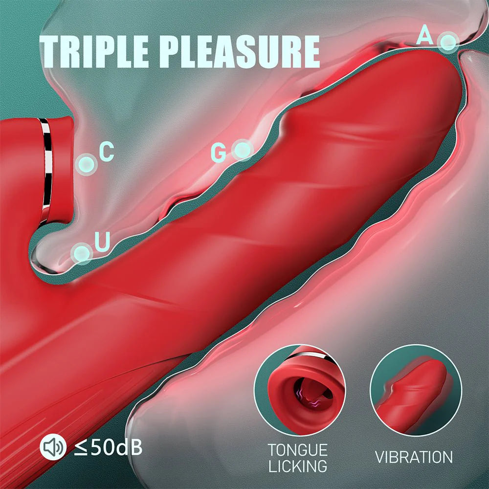 Thrusting Dildo for Women Adult Toys G Spot Vibrator Clitoral Stimulator with 10 Tongue Licking & 10 Vibrating Modes & Heating Function - AVYXO