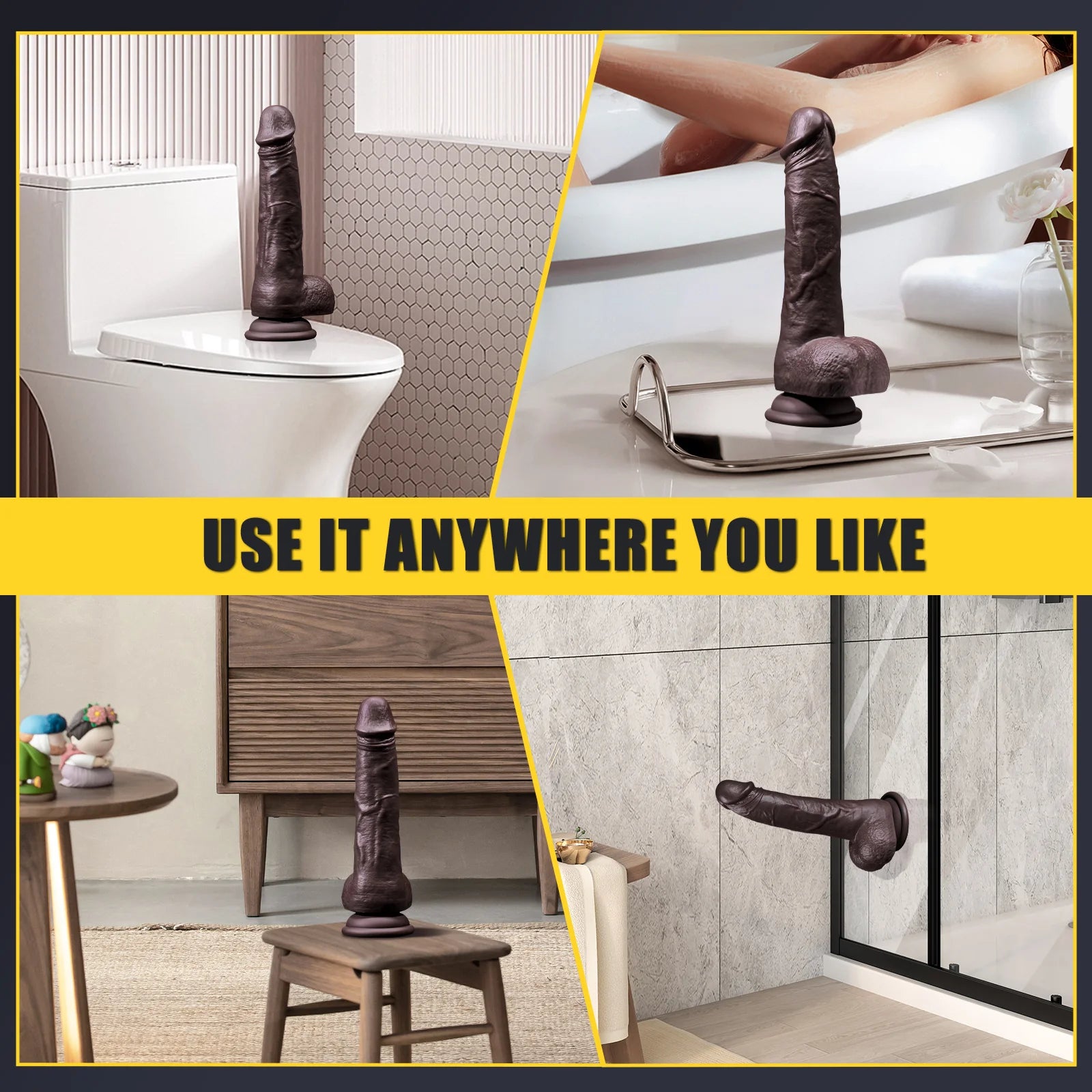 Thrusting Dildo Adult Sex Toys, Remote Control Heated Black Realistic Dildos With 9 Thrusting & Vibrating Modes For G-Spots Clit Anal Stimulater - AVYXO