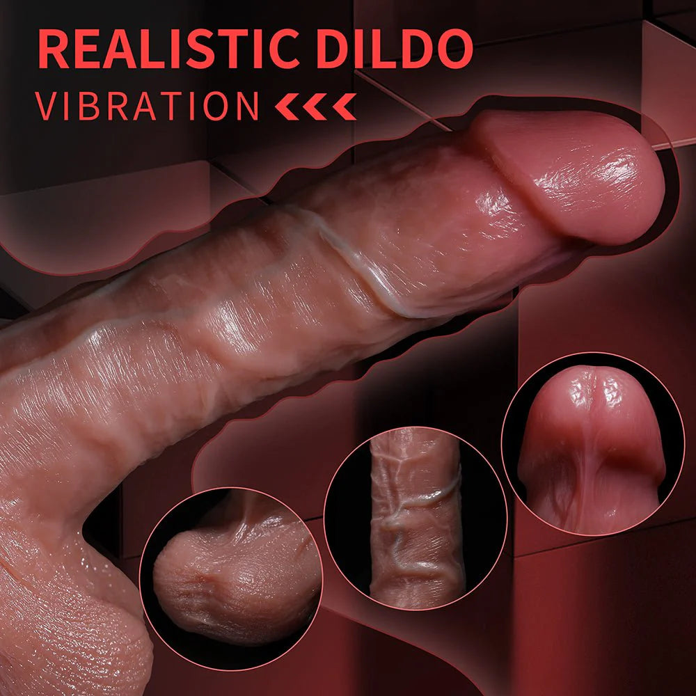 Realistic Thrusting Dildo Vibrator Sex Toy - App and Remote Control Dildos with 5 Thrusting 10 Vibrating Modes Strong Suction Cup - AVYXO
