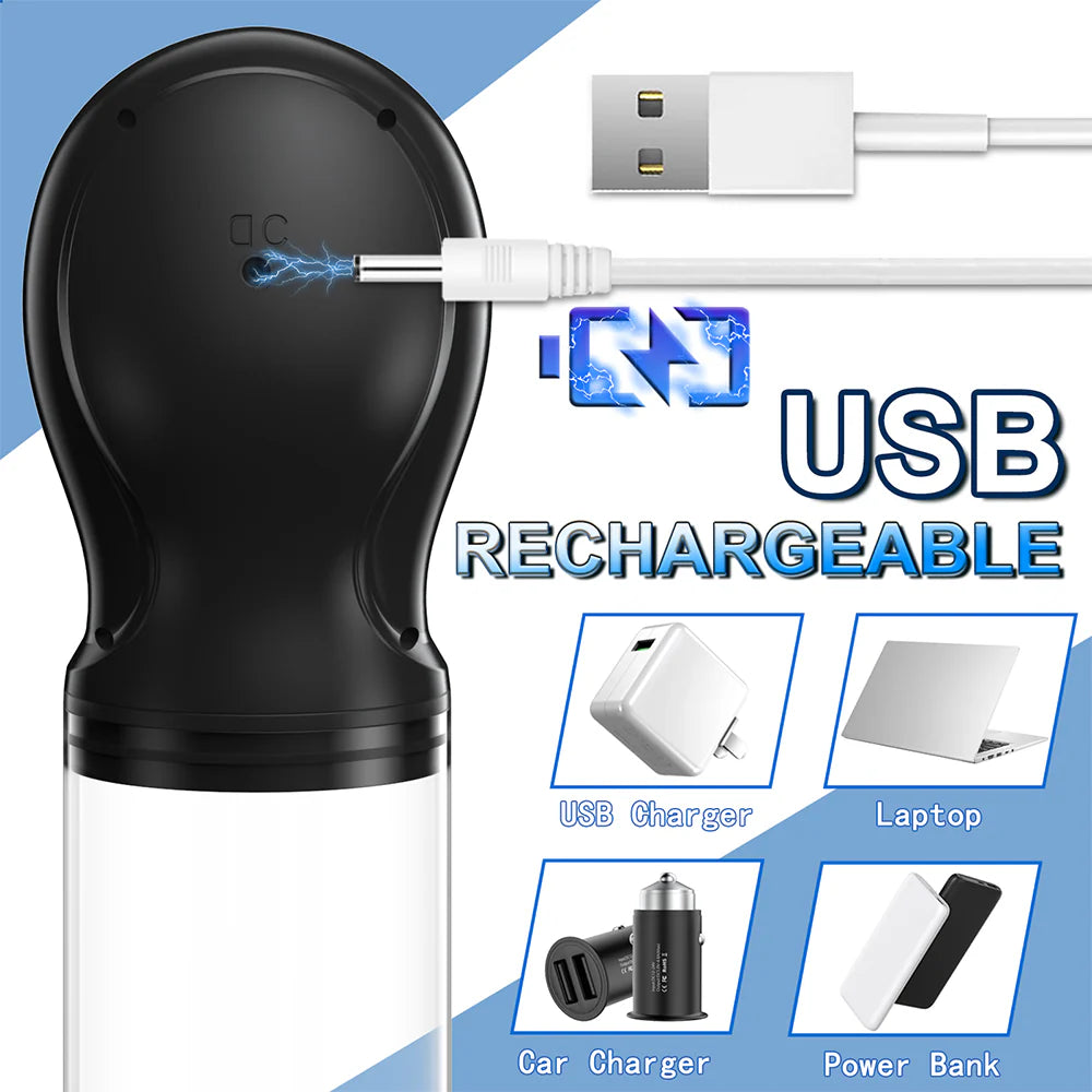 Penis Pump Male Masturbators with 6 Suction Intensities and Suction Modes, Electric Penis Vacuum Pump - AVYXO