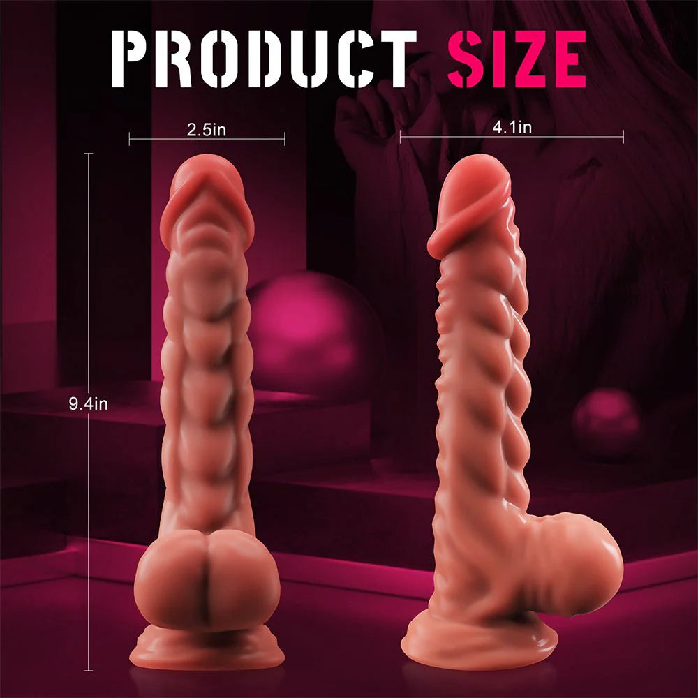 Realistic Manual Dildo for Women- 9.6" Fantasy Silicone Dildo with Strong Suction Cup - AVYXO