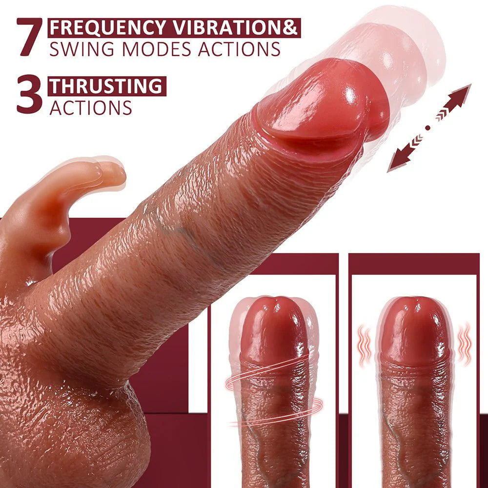 Thrusting Dildo G Spot Rabbit Vibrator Realistic Dildos Clitoral Stimulator with 3 Thrusting and 7 Vibration Modes - AVYXO