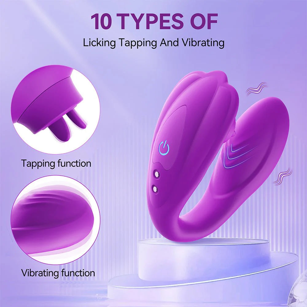 Remote Clitoral G-Spot Vibrator,Couples Vibrator with 10 Tongue Licking and 10 Vibration Modes Female Stimulator - AVYXO
