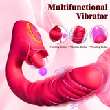 Multi-Functional Vibrator - 3 in 1 Licking, Vibrating, Thrusting Adult Toy - Clit Anal Stimulator for Women - AVYXO