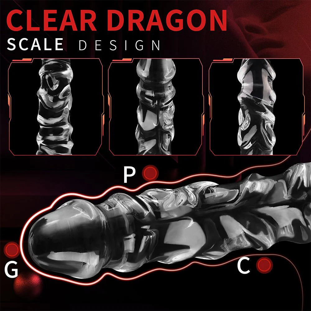 Manual 9.8 Inch Realistic Dildo, Clear Dildo with Strong Suction Cup, Human Safety Material - AVYXO