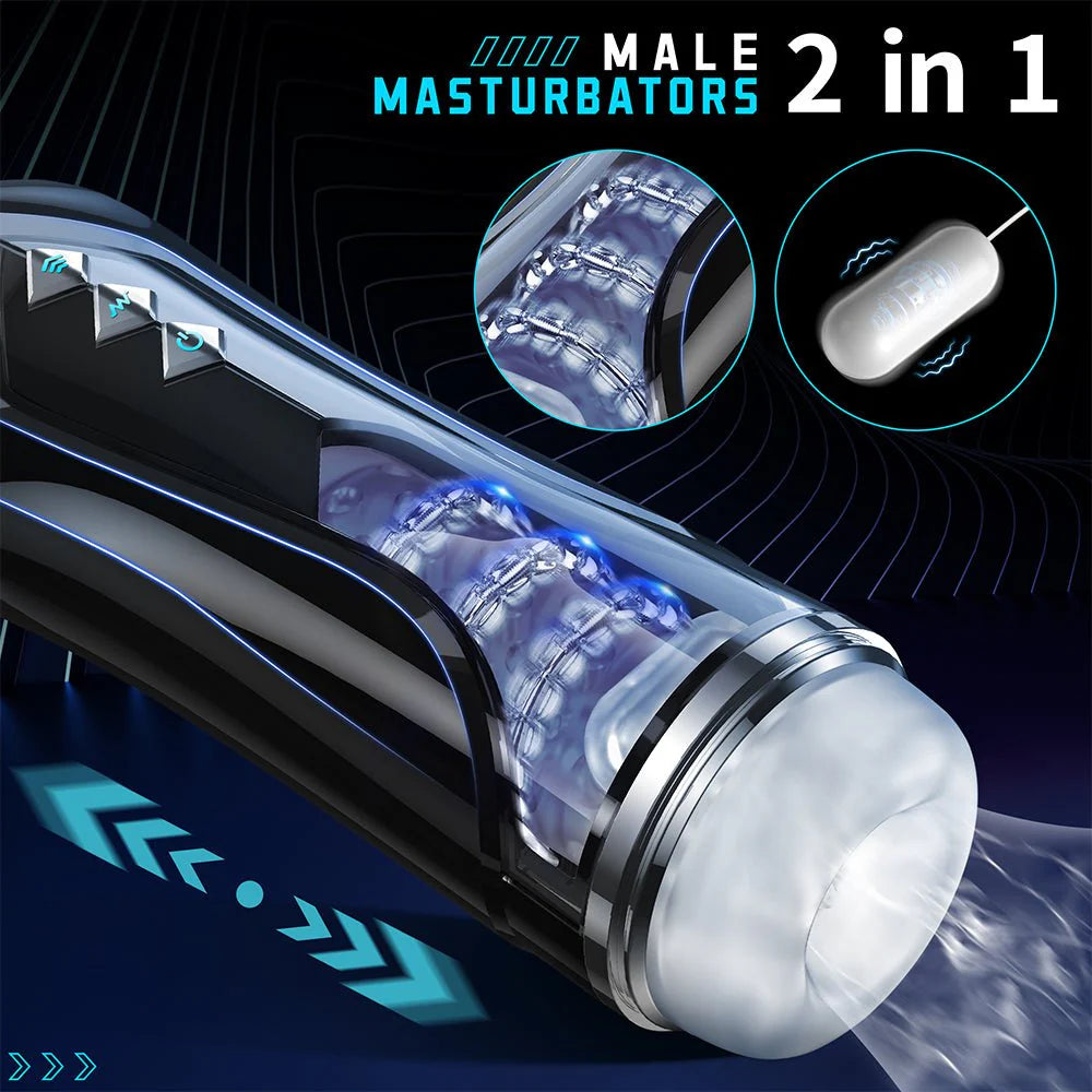 Automatic Male Masterburbater Sex Toys Male Masturbator with 7 Thrusting Vibrations - AVYXO