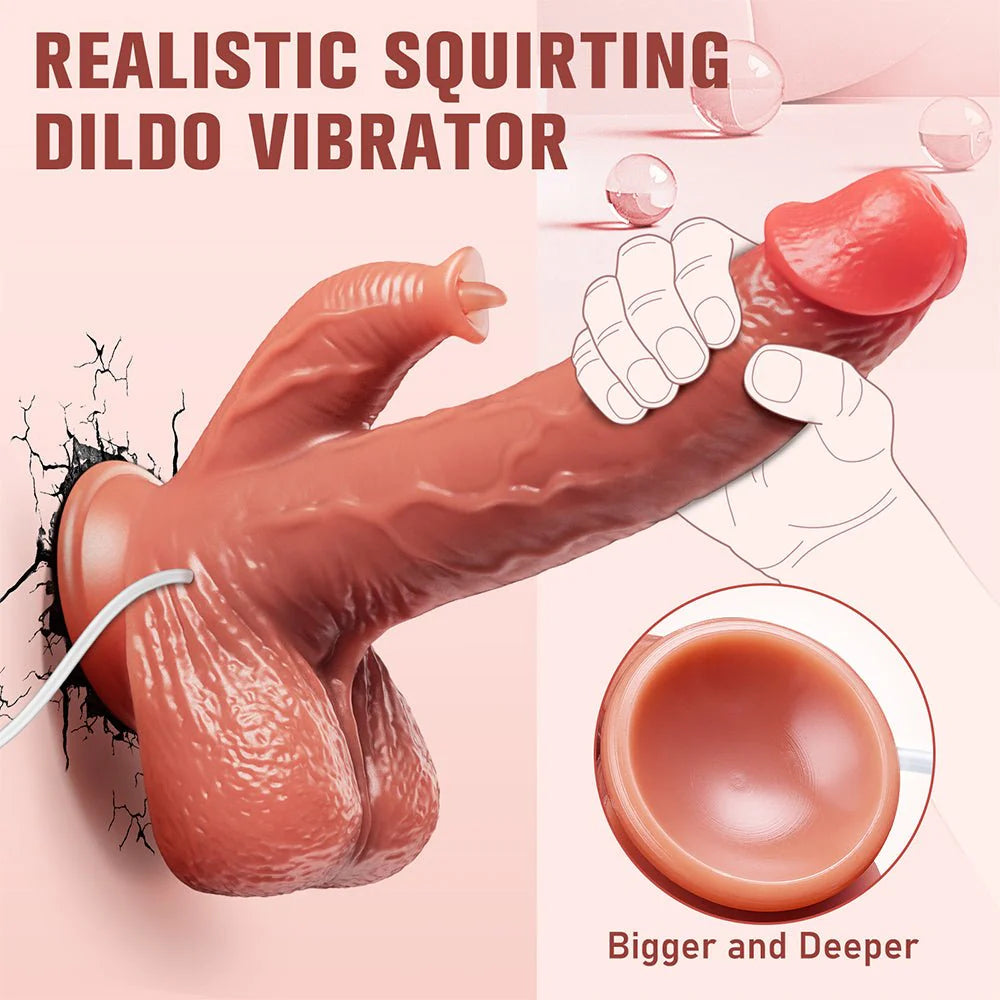 Realistic Vibrating Squirting Dildo for Women - 8.9 inch Ejaculating Dildos Vibrator with 7 Vibration 7 Licking Modes for Clitoral G Spot Stimulation - AVYXO