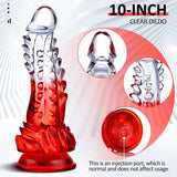 Clear Monster Dildo - 8.8 Inch Realistic G-spot Toy with Suction Cup for Hands-Free Pleasure. Ideal for Adults, Women, Men, and Couples - AVYXO