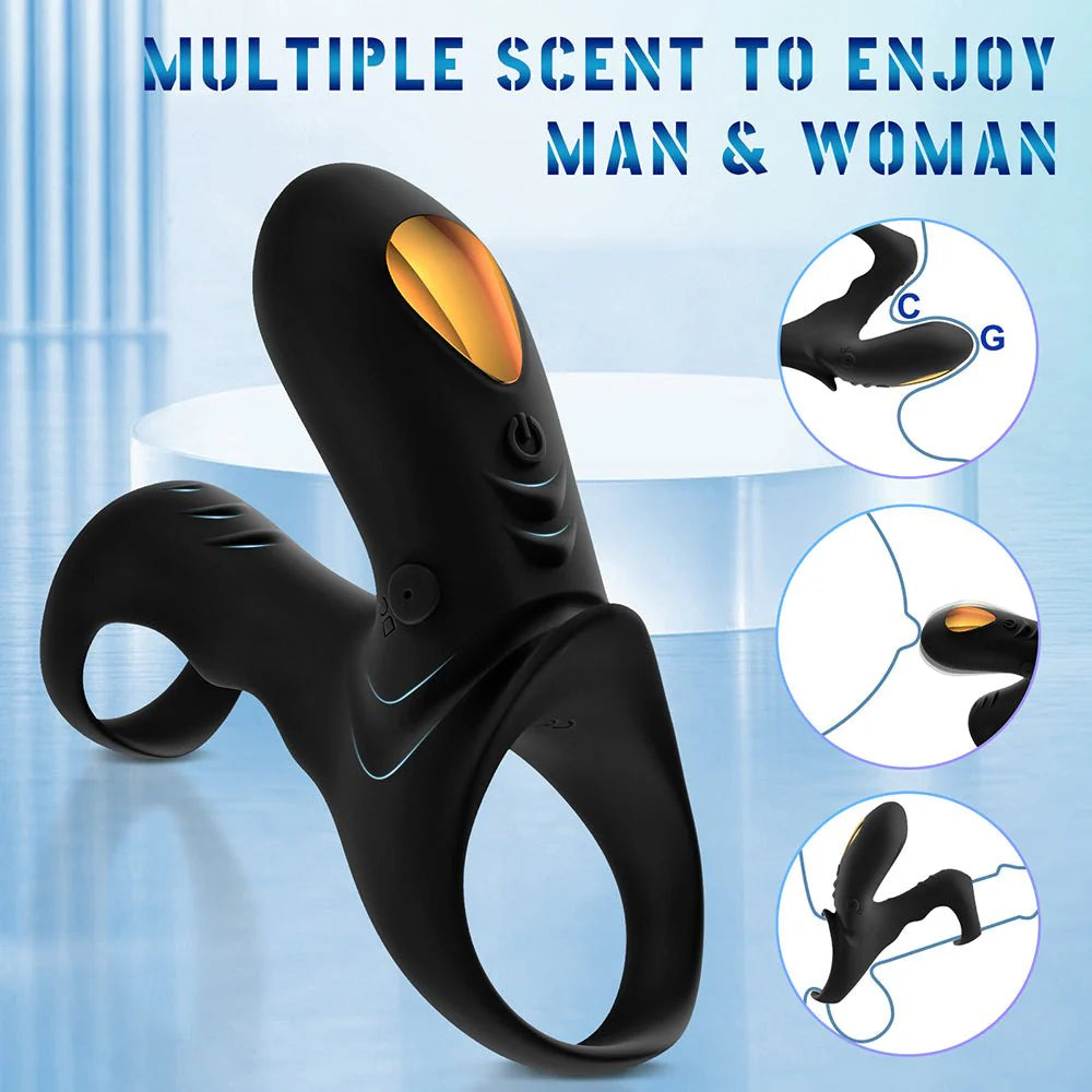 Vibraring Cock Ring Sex Toy for Men, 9 Vibrating Modes Male Penis Ring with G-Spot Clitoral Stimulator - AVYXO
