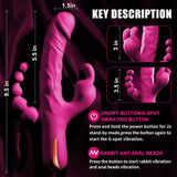 Rabbit Anal Dildo Vibrator Sex Toys -3 in 1 G-Spot Vibrators 10 Vibrating Modes - AVYXO