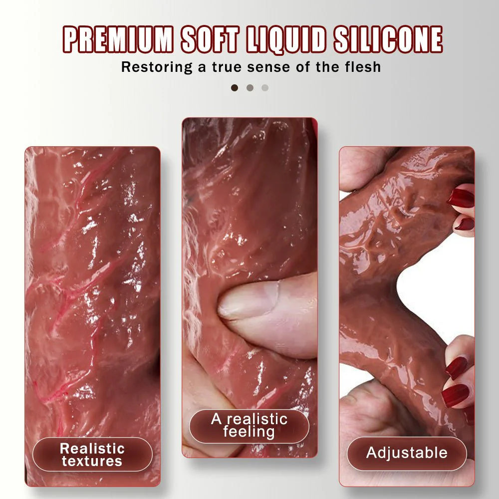 Silicone Double Head Dildo - Realistic Penis with Suction Cups for G-Spot and Anal Stimulation, Ideal for Women and Lesbians - AVYXO