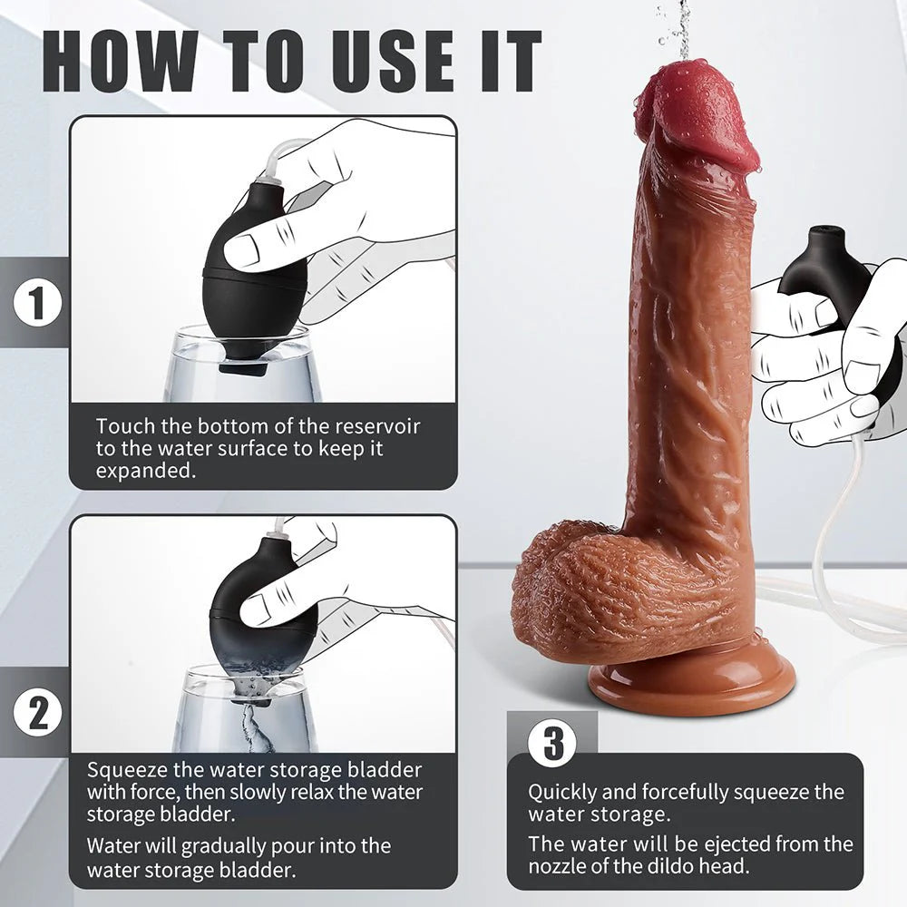 Realistic Squirting Dildo Sex Toy - 8.3 Inch Ejaculating Penis with Strong Suction Cup - AVYXO