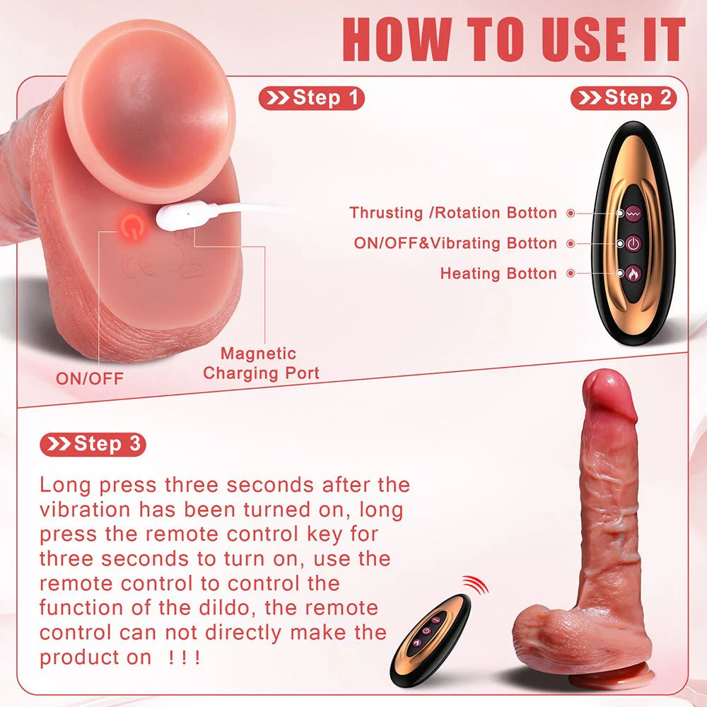 Realistic Dildo Thrusting Vibrator with 5 Thrusting Modes 9.5 Inch Vibrating G Spot Dildos Adult Sex Toys for Women with Strong Suction Cup - AVYXO