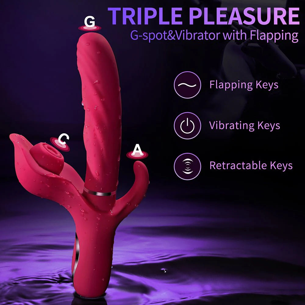 Premium 3-in-1 Rabbit Vibrator - Explore 10 Thrusting, 10 Flapping, and 10 Vibration Modes for Ultimate Women and Couples Pleasure - AVYXO