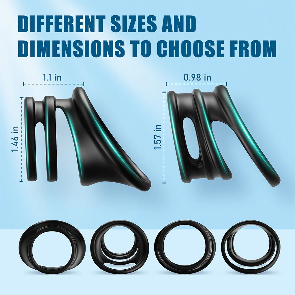 Penis Rings Male Sex Toy - Silicone Cock Rings with 2 Different Style Set for Erectile Enhancement - AVYXO