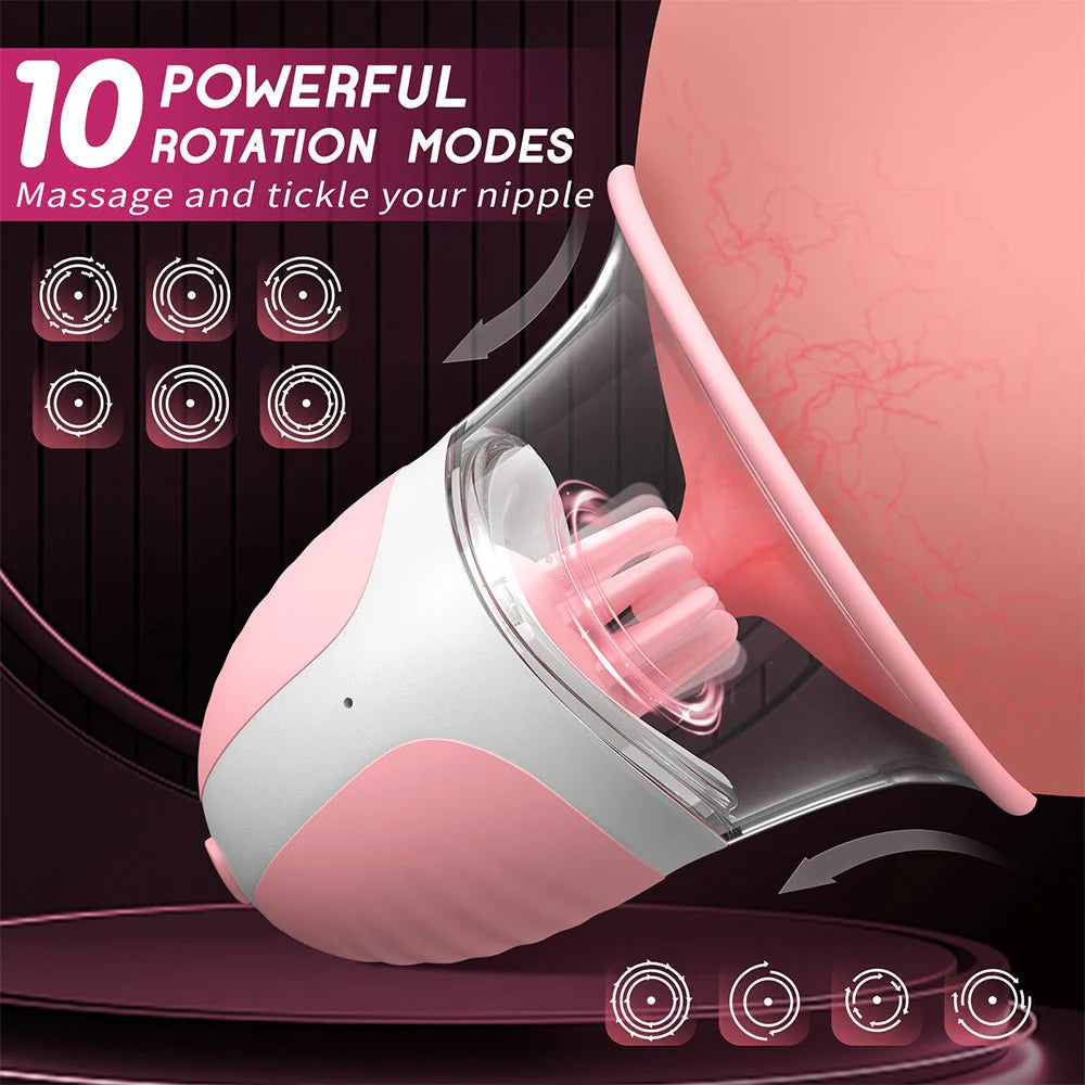 Nipple Sex Toys for Women,Nipple Toy Manual Sucking Stimulator Massager with 10 Vibrator Rotation Modes, 3 Brush Heads Nipple Clamps Adult Sex Toys - AVYXO