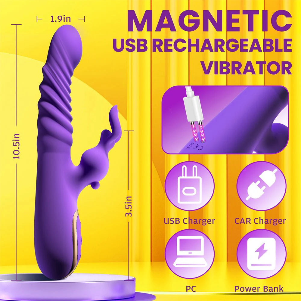 Rabbit Dildos for Clitorial Anal Stimulation,3 in 1 G spot Vibrators Dildo with 6 Twisting & 6 Vibrating Modes - AVYXO