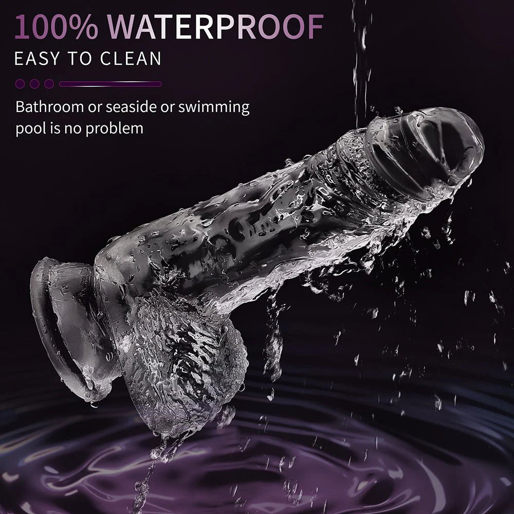 JKALYQ 8.8 Inch Clear Dildo Sex Toys - Realistic Dildos with Powerful Suction Cup for Women - AVYXO