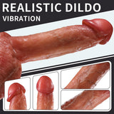 Realistic Thrusting Vibrator Dildo with Heating & Strong Suction Cup - 8 Modes, Big Testicles - AVYXO