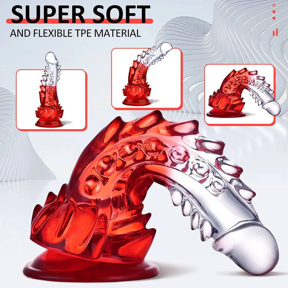 Clear Monster Dildo - 8.8 Inch Realistic G-spot Toy with Suction Cup for Hands-Free Pleasure. Ideal for Adults, Women, Men, and Couples - AVYXO