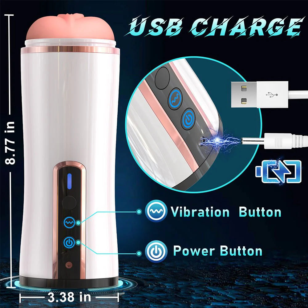 PreviousNext Automatic Male Masturbator Cup - Hands Free Masturbators Stroker with 10 Vibrating Modes Male Pleasure Blowjob Machine - AVYXO