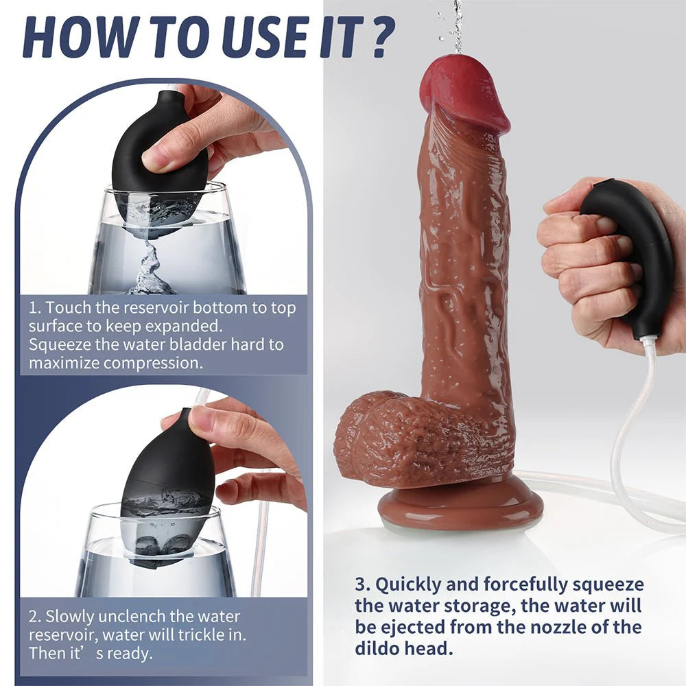 Realistic Squirting Dildo Ejaculating Penis for Beginners with Strong Suction Cup for Hands-Free Play - AVYXO