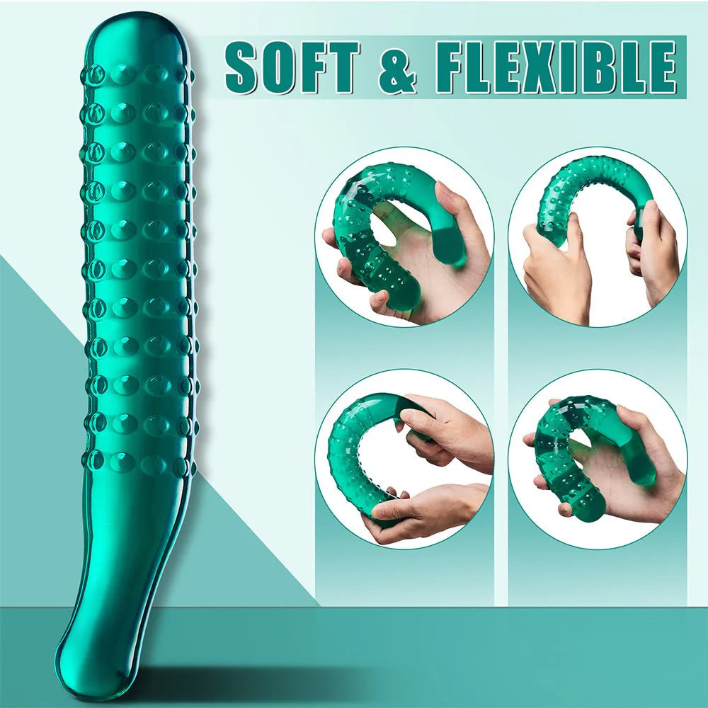 Clear G-spot Dildo: 9.25 Inch Pleasure Wand with Massage Beads Texture - AVYXO