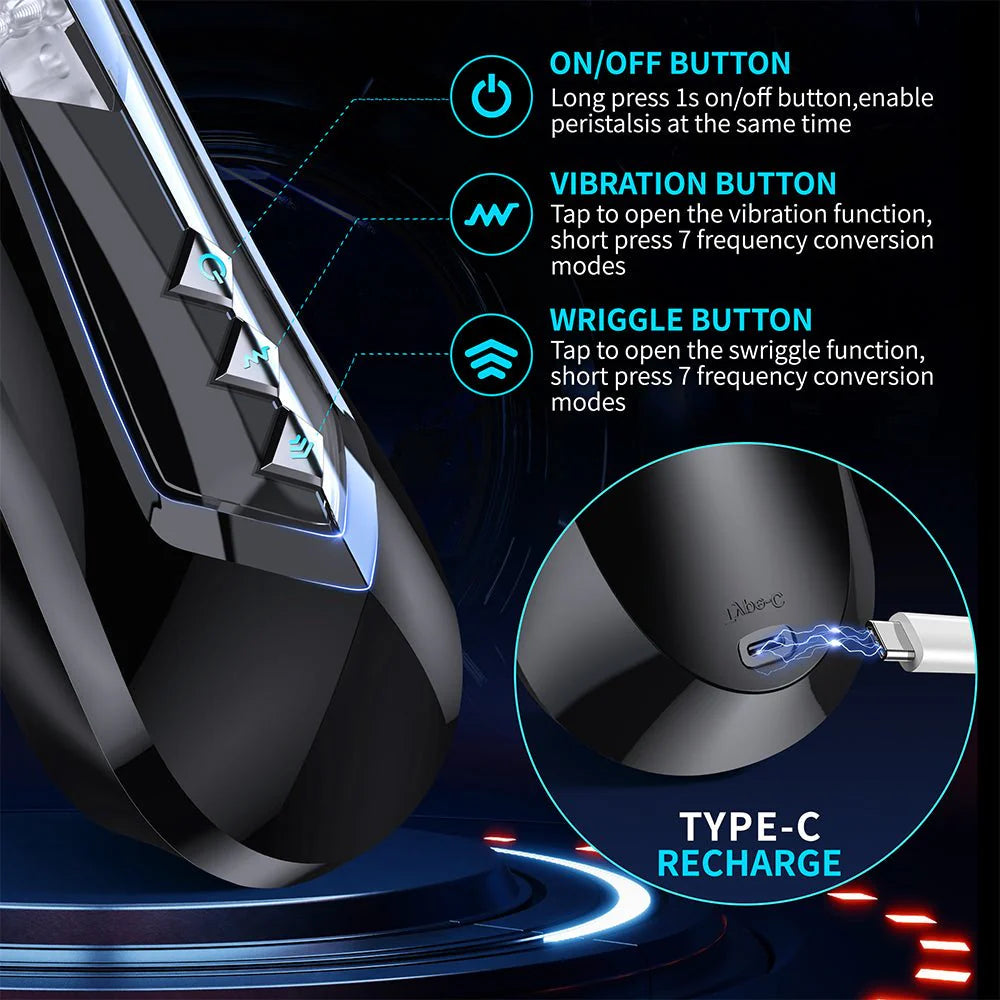 Automatic Male Masterburbater Sex Toys Male Masturbator with 7 Thrusting Vibrations - AVYXO