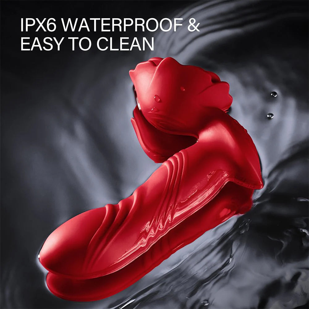 Thrusting Prostate Massager Rose Toy Vibrator - 2 in 1 Anal Plug Vibrators Sex Toys - AVYXO