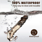 Ultra-Soft Reusable Vibrating Penis Sleeve with Cock Ring - 3.6 Inch Black Clear Penis Extender for Men and Couples - AVYXO