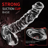Manual 9.8 Inch Realistic Dildo, Clear Dildo with Strong Suction Cup, Human Safety Material - AVYXO