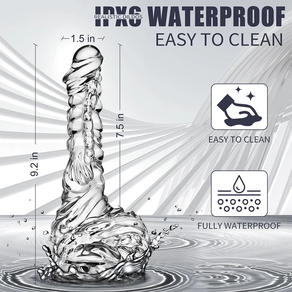 LPJXVU 9 Inch Clear Realistic Dildo, Bad Dragon Dildo with Soft Material and Powerful Suction Cup - AVYXO