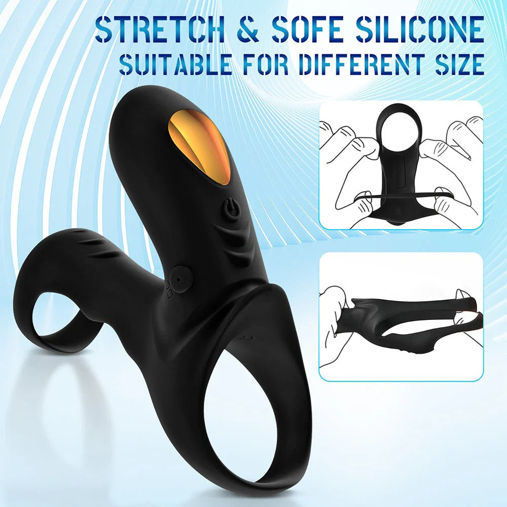 Vibraring Cock Ring Sex Toy for Men, 9 Vibrating Modes Male Penis Ring with G-Spot Clitoral Stimulator - AVYXO