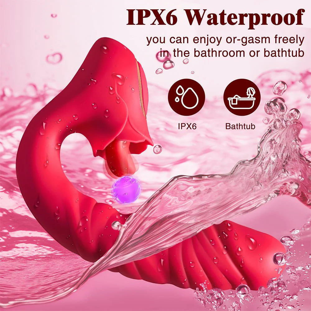 Multi-Functional Vibrator - 3 in 1 Licking, Vibrating, Thrusting Adult Toy - Clit Anal Stimulator for Women - AVYXO