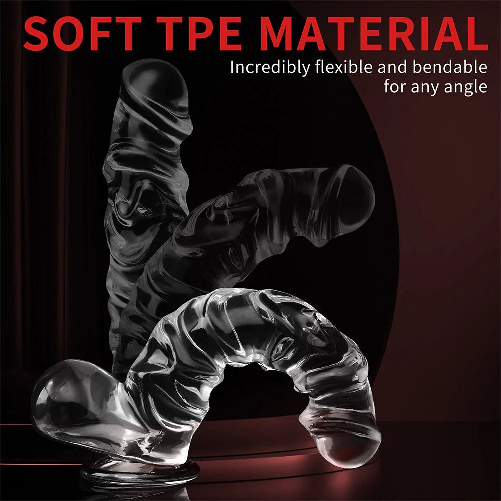 Manual 9.8 Inch Realistic Dildo, Clear Dildo with Strong Suction Cup, Human Safety Material - AVYXO