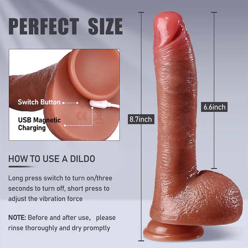 Thrusting Dildo Vibrator Sex Toys for Women - 8.7 Inch Realistic Dildo with 7 Thrusting Wriggling - AVYXO