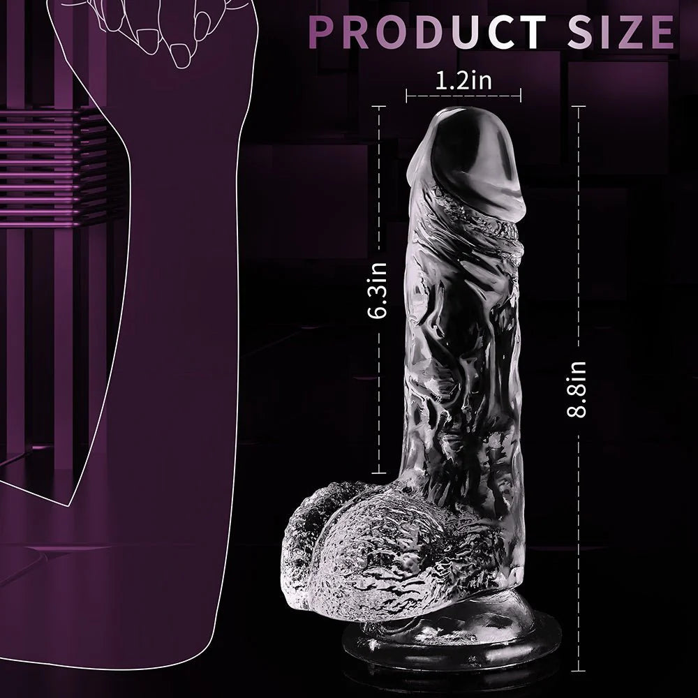 JKALYQ 8.8 Inch Clear Dildo Sex Toys - Realistic Dildos with Powerful Suction Cup for Women - AVYXO