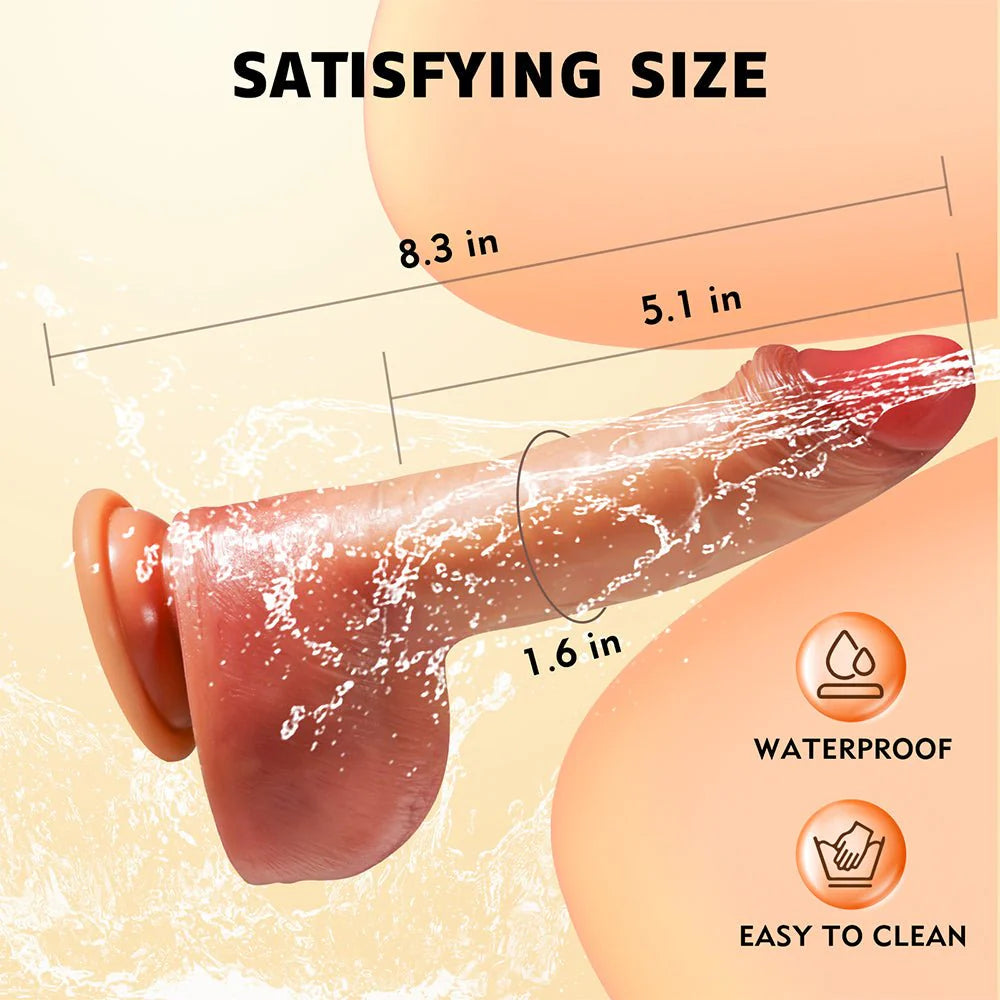 Realistic Squirting Dildo for Women 8.3'' Soft Silicone Ejaculating Dildos with Strong Suction Cup - AVYXO