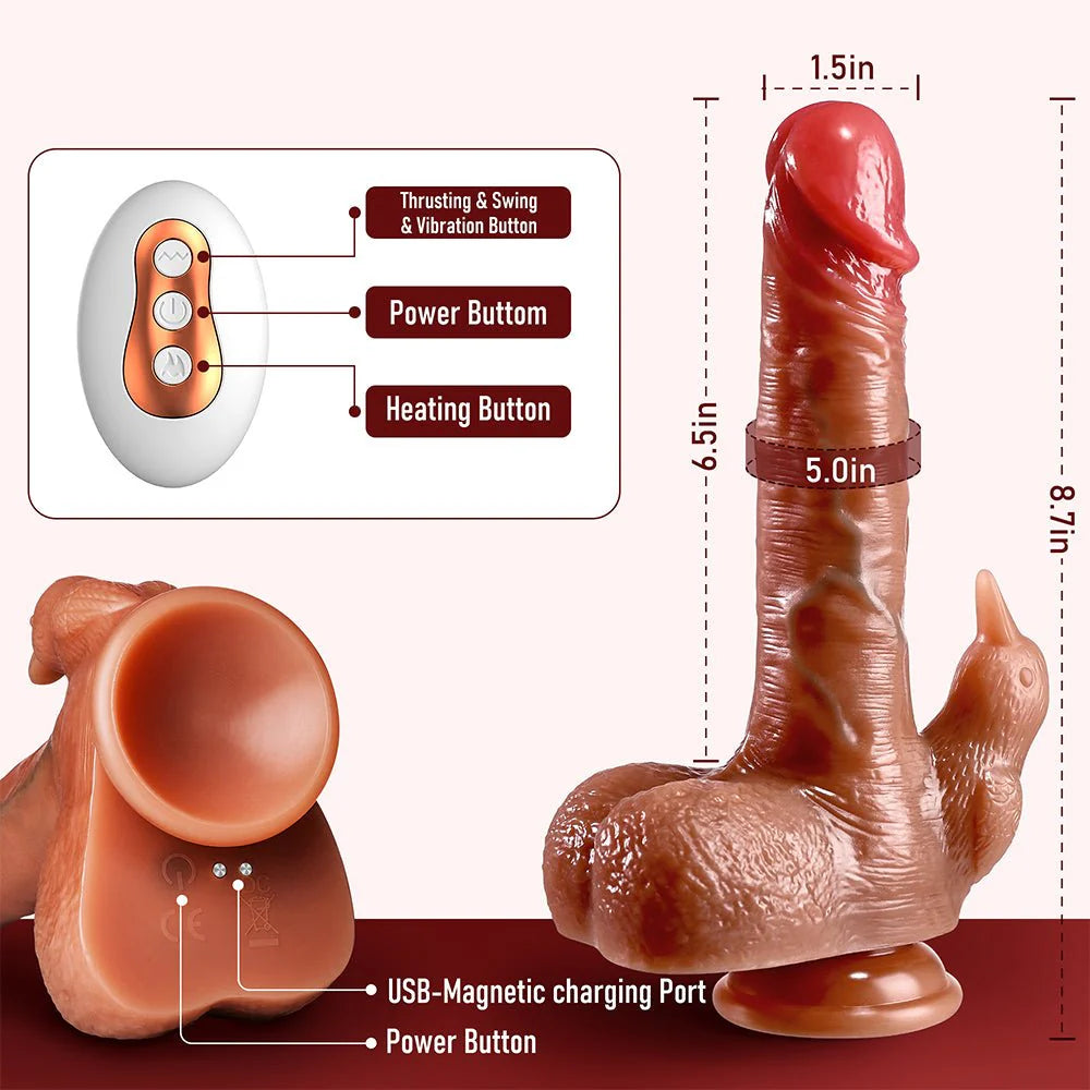 PreviousNext Thrusting Dildo Vibrator Adult Toys - 4 in 1 Realistic Dildos Anal Toys with 3 Thrusting & 7 Vibrating Modes - AVYXO