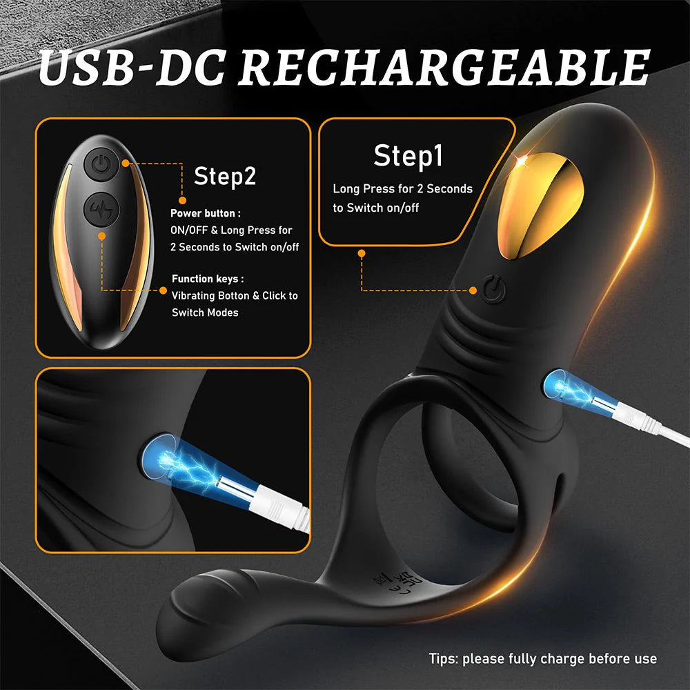 PreviousNext Vibrating Cock Ring Male Sex Toys,AAV 3 in1 Double Penis Ring Vibrator with 10 Vibration Modes - AVYXO