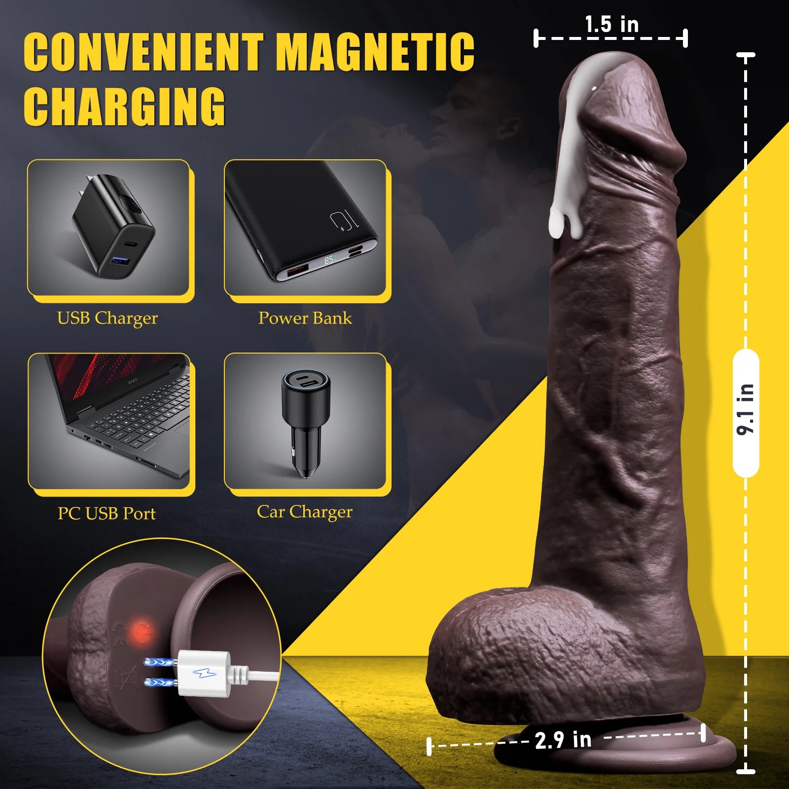 Thrusting Dildo Adult Sex Toys, Remote Control Heated Black Realistic Dildos With 9 Thrusting & Vibrating Modes For G-Spots Clit Anal Stimulater - AVYXO