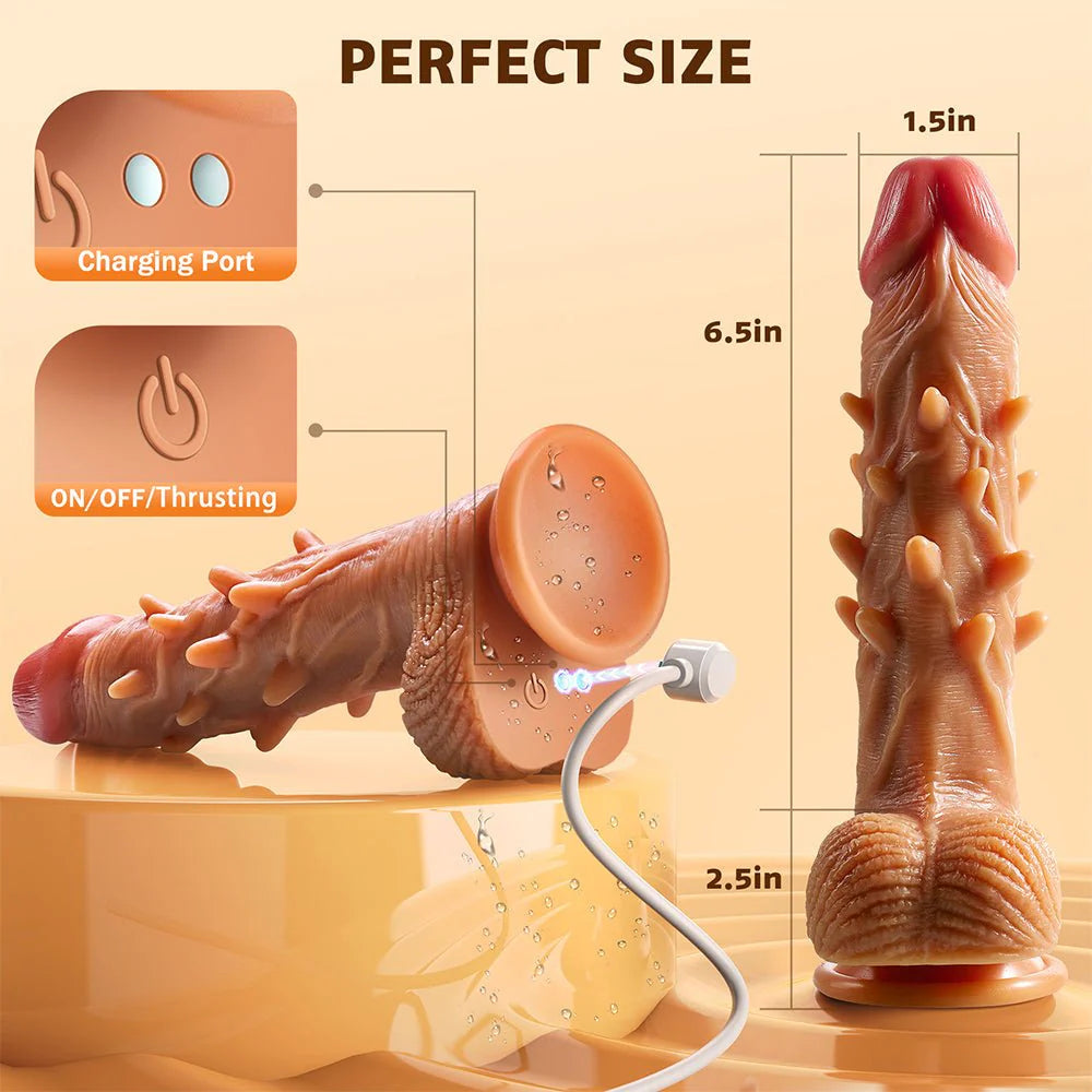 Thrusting Dildo Vibrator Sex Toys - 9" Realistic Dildos with 3 Thrusting & 9 Vibration Modes - AVYXO