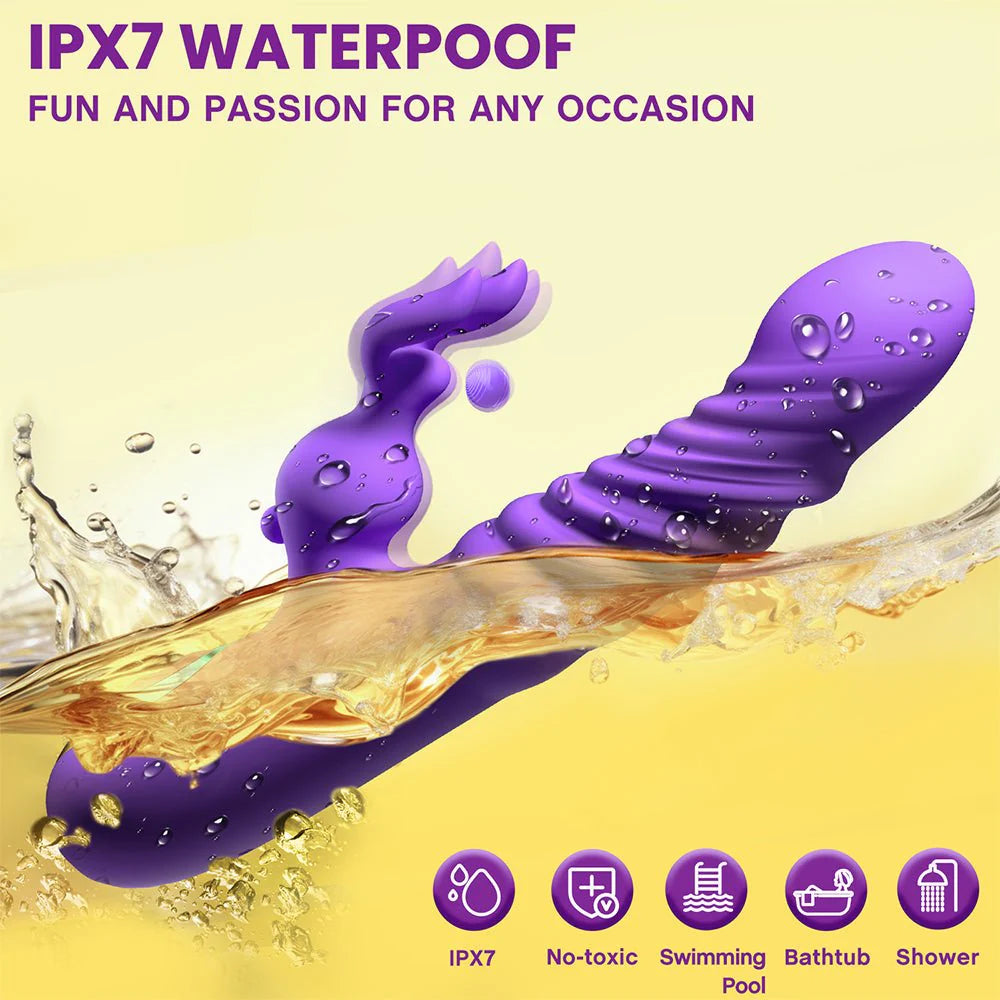 Rabbit Dildos for Clitorial Anal Stimulation,3 in 1 G spot Vibrators Dildo with 6 Twisting & 6 Vibrating Modes - AVYXO